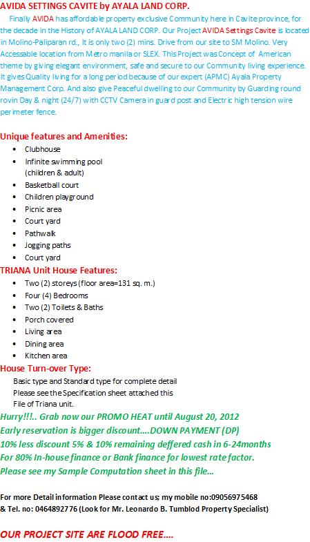 Triana Unit features with Amenities