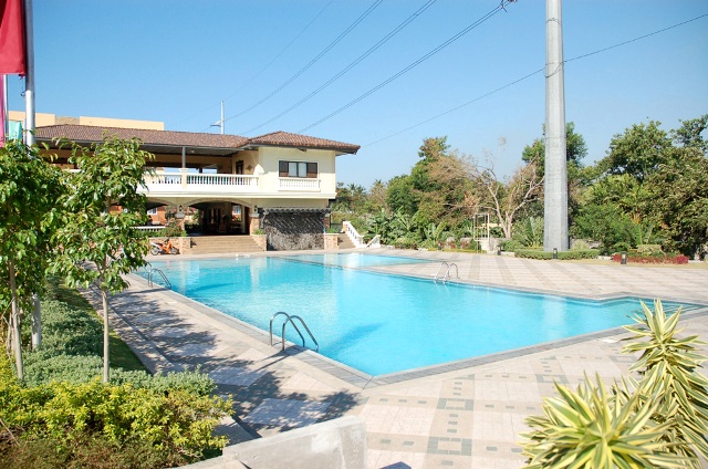 The clubhouse and swimming pool