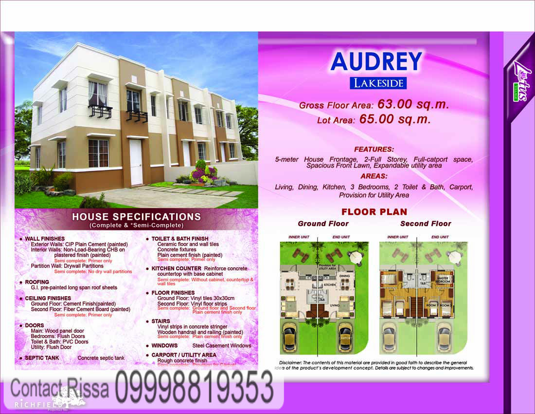 Audrey Townhouse House Specification