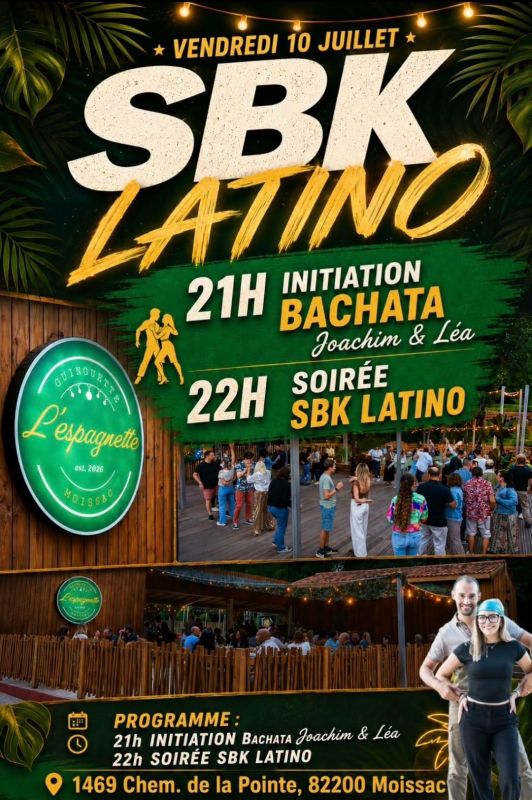 💃SOIRÉE SBK LATINO✨️ 𝗟'𝙀𝙎𝙋𝘼𝐆𝙉𝙀́𝙏𝙏𝗘 l’ancien 𝙉𝙄𝙍𝙑𝘼𝙉𝘼 (𝙈𝙊𝙄𝙎𝙎𝘼𝘾)