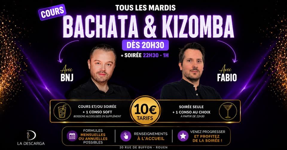 Les mardis Bachata & Kizomba à La Descarga (+ soirée Bachata - kizomba, salsa sur demande)