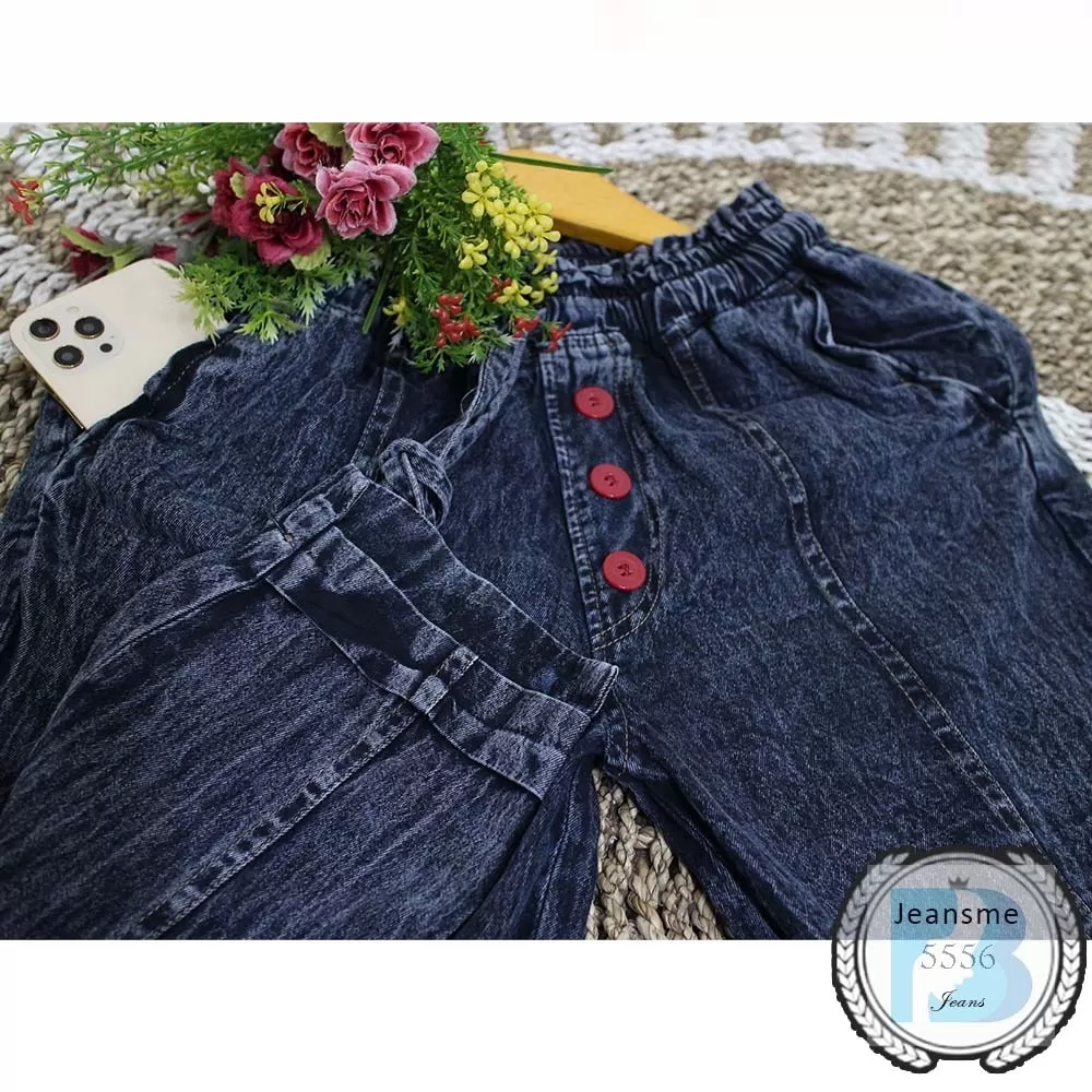 Celana Boyfriend Jeans Import Tali Serut Depan Variasi Kancing Jeansme