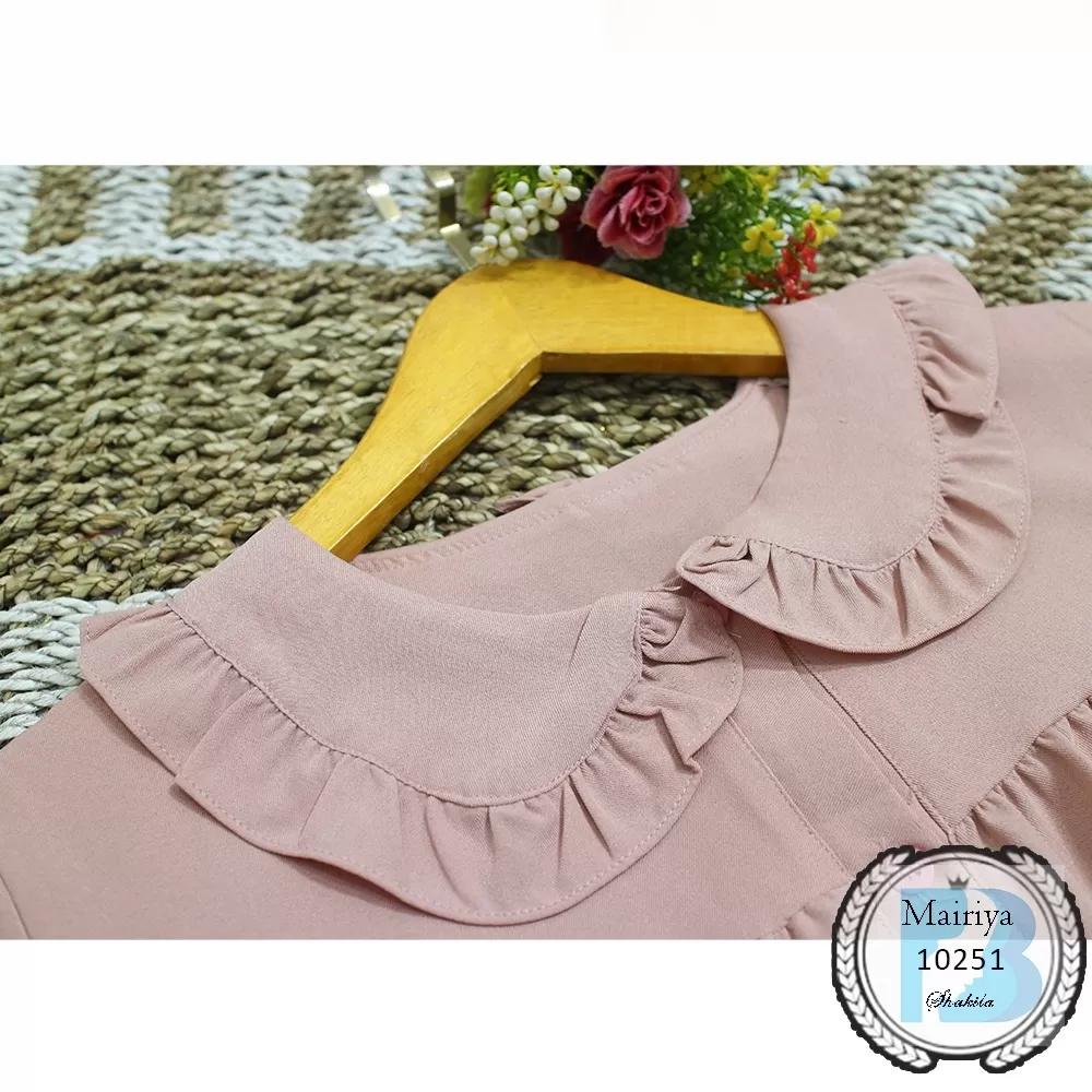 Blouse Shakilla Leher Ruffel Keliling Full Kancing Lipit Depan Mairiya