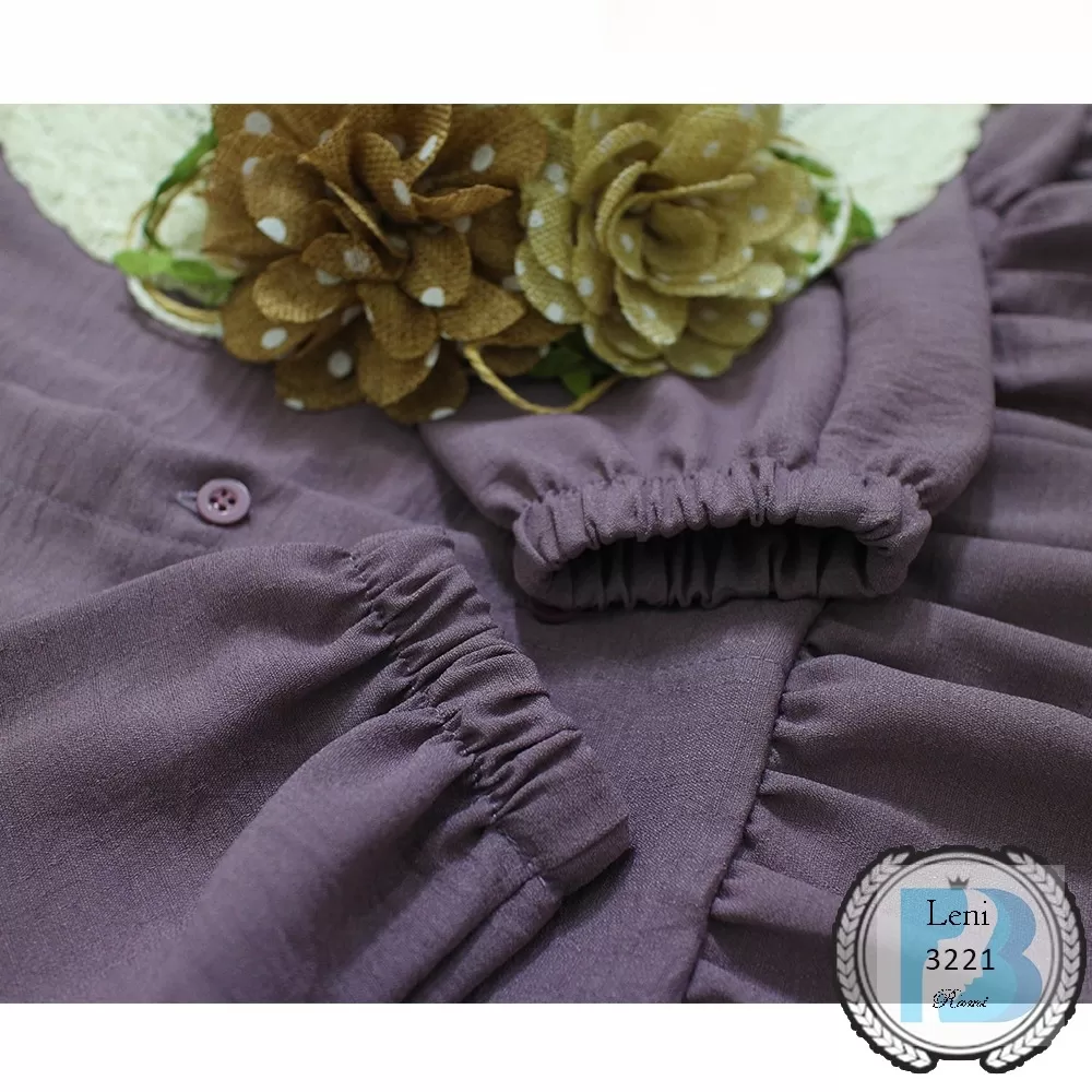 Blouse Ruffle Busui Kancing Rami Linen Premium Leni