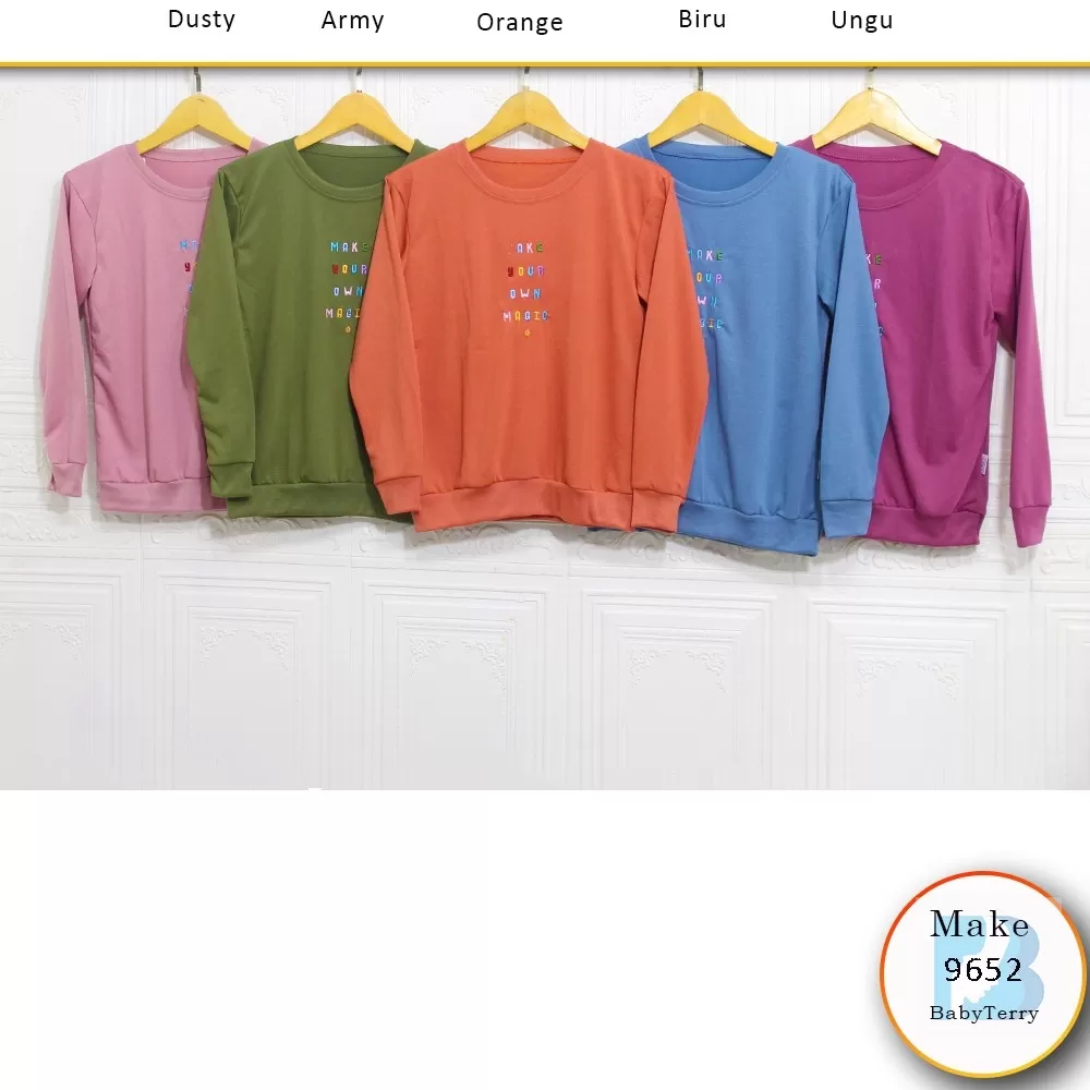 Sweater Standar Babyterry Motif Bordir Depan Make 9652 Babyterry - bajubaru.id, Belanja Online di bajubaru.id saja 