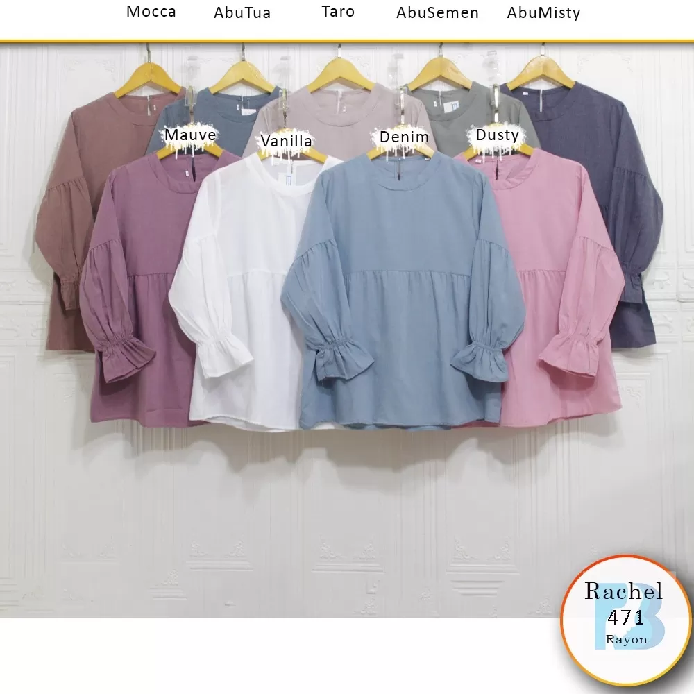 Atasan Blouse Rayon Polos Umpak Depan Lengan Balon Rachele 471 Rayon - bajubaru.id, Belanja Online di bajubaru.id saja 