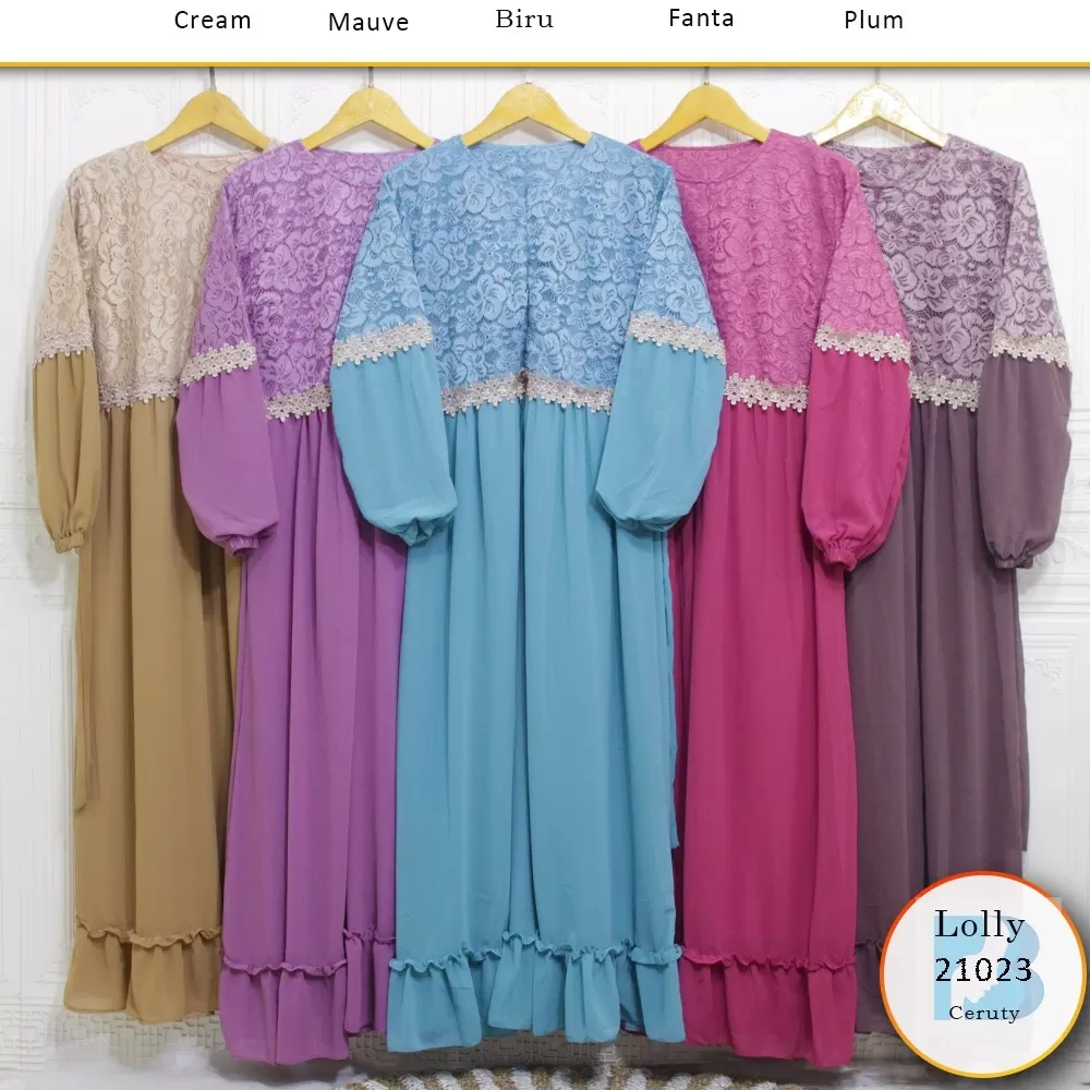 Gamis Pesta Brukat Kombi Ceruty Busui Resleting Variasi Renda Depan Rimpel Bawah Keliling Lolly 21023 Ceruty Brukat - bajubaru.id, Belanja Online di bajubaru.id saja 