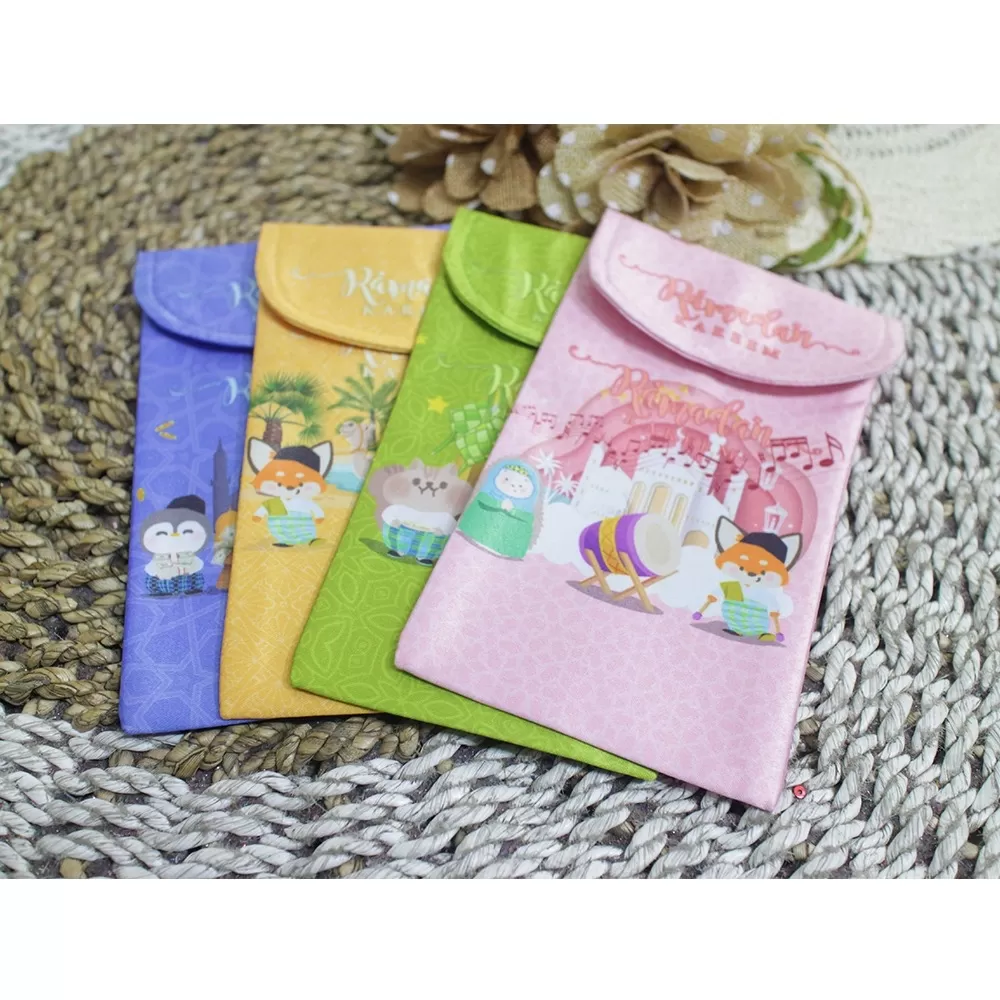 Amplop Lebaran Idul Fitri Tas Dompet HP DrSilk Premium Kancing Magnet Motif Karakter Kasih