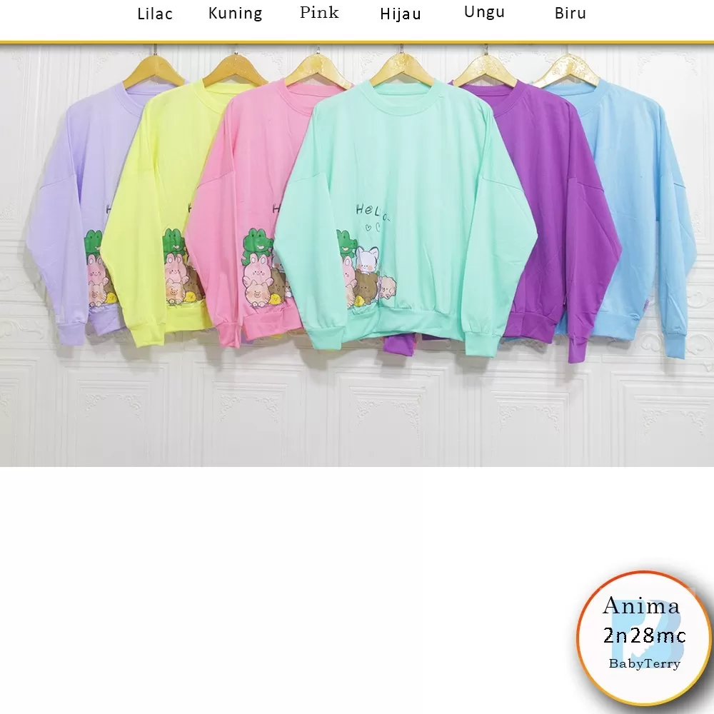 Sweater Oversize Babyterry Motif Sablon Anima