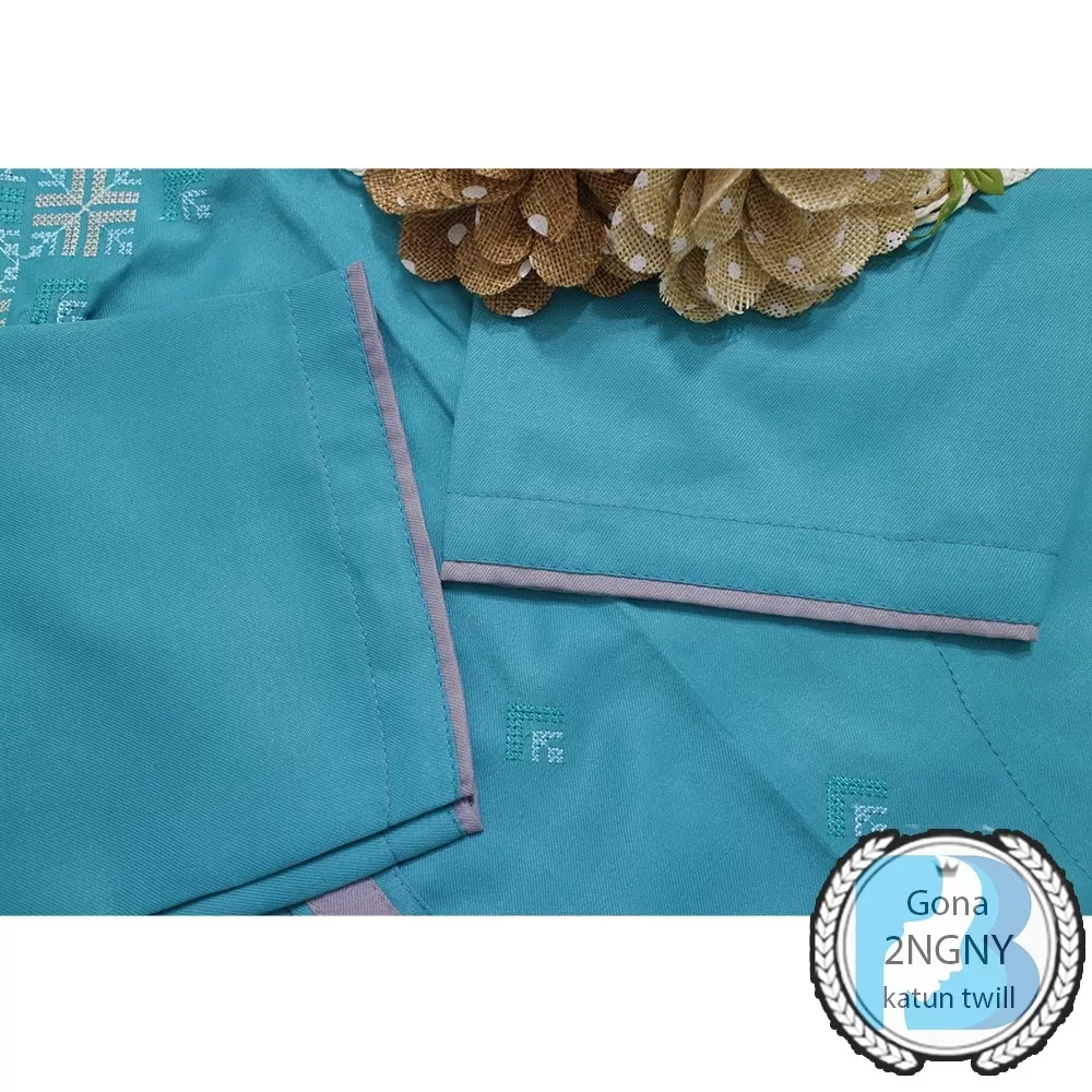 Baju Koko Pria Dewasa Katun Twill Premium Motif Bordir Lengan Panjang Gona