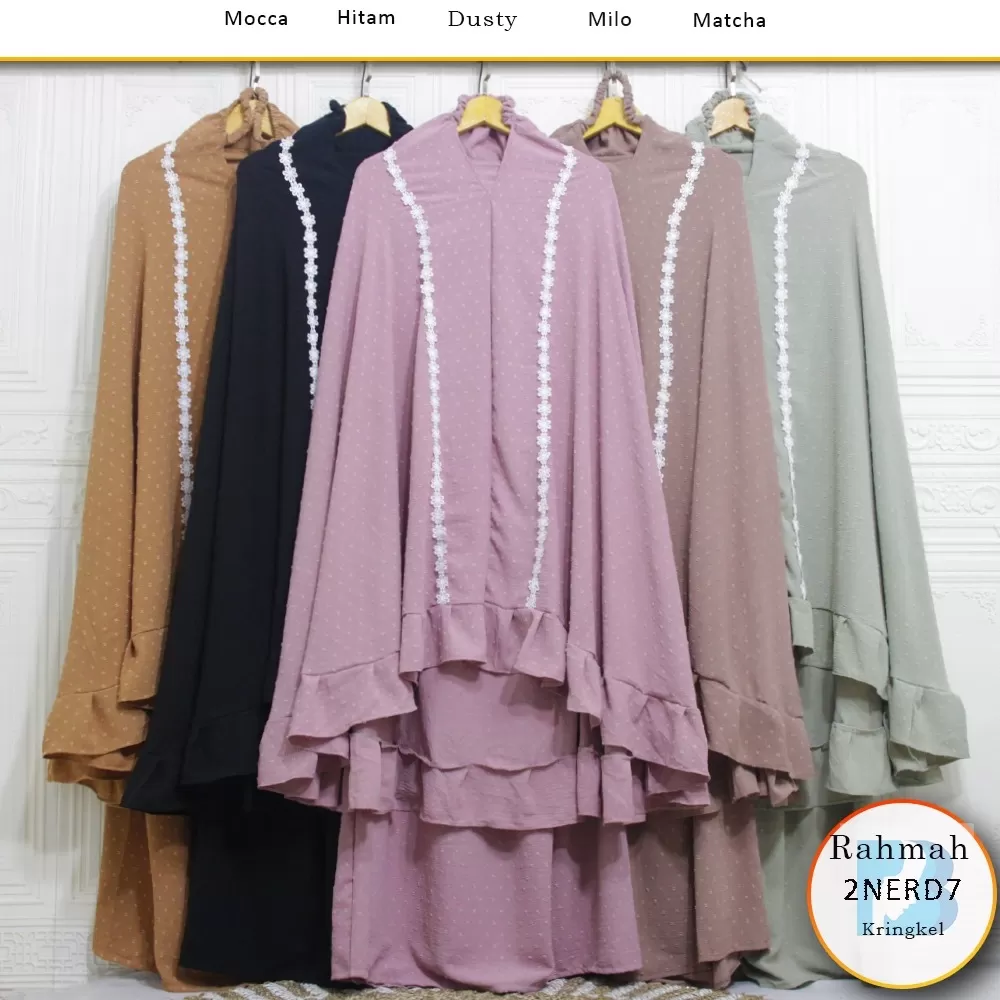 Mukena Premium Free Bag Kringkel Ruby Variasi Renda Rahmah