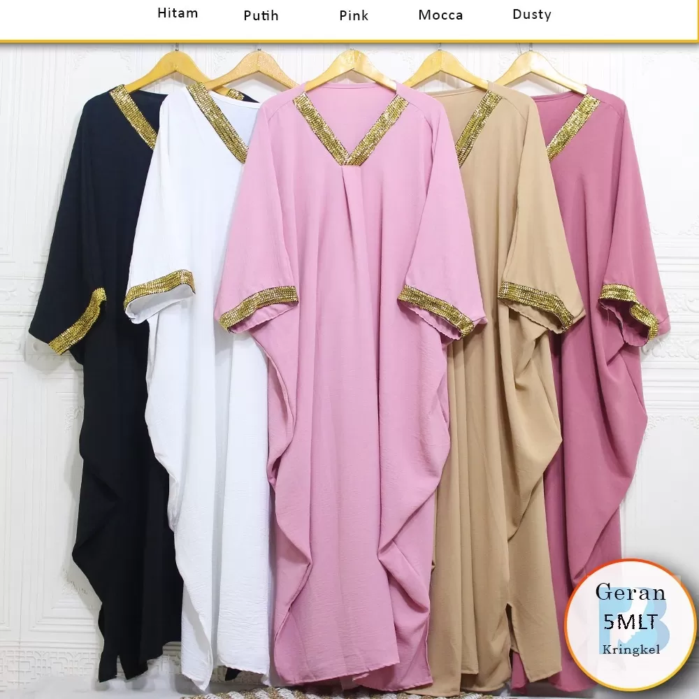 Kaftan Oversize Terbaru Kringkel Airflow Payet Emas Geran