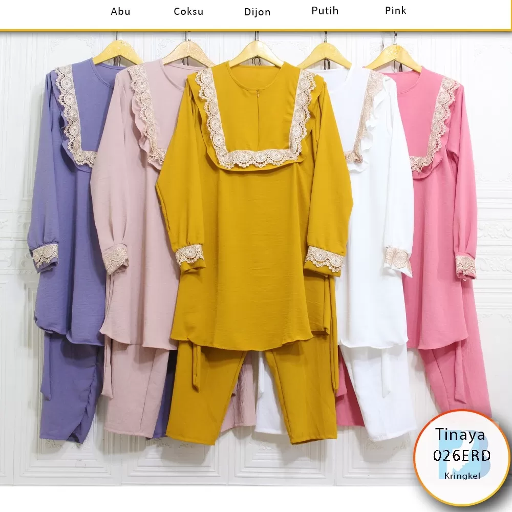 Oneset Wanita 2in1 Tunik Kringkel Airflow Busui Sleting Variasi Renda Tinaya 026ERD Kringkel Airflow - bajubaru.id, Belanja Online di bajubaru.id saja 