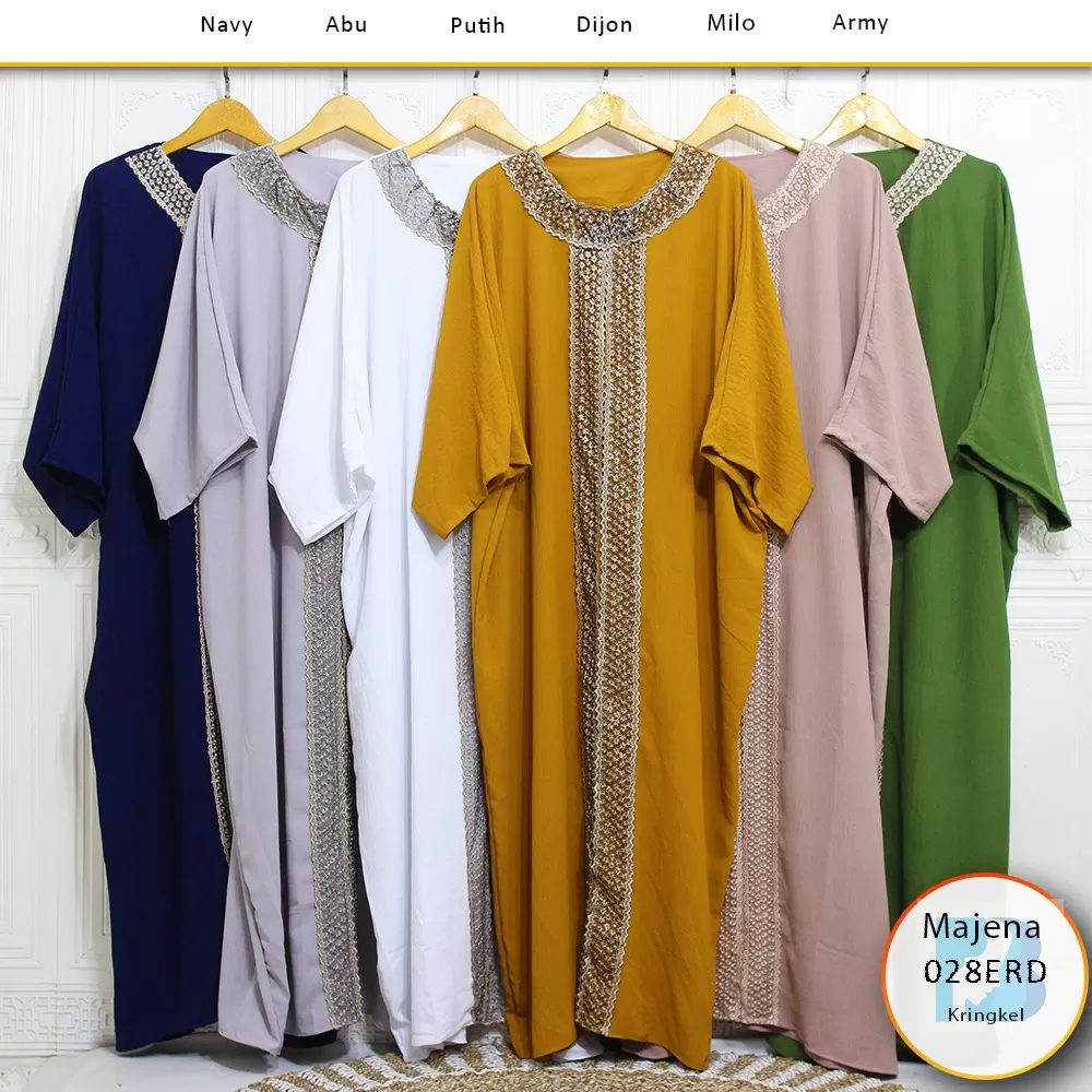 Kaftan Oversize Kringkel Airflow Busui Sleting Variasi Renda Majena