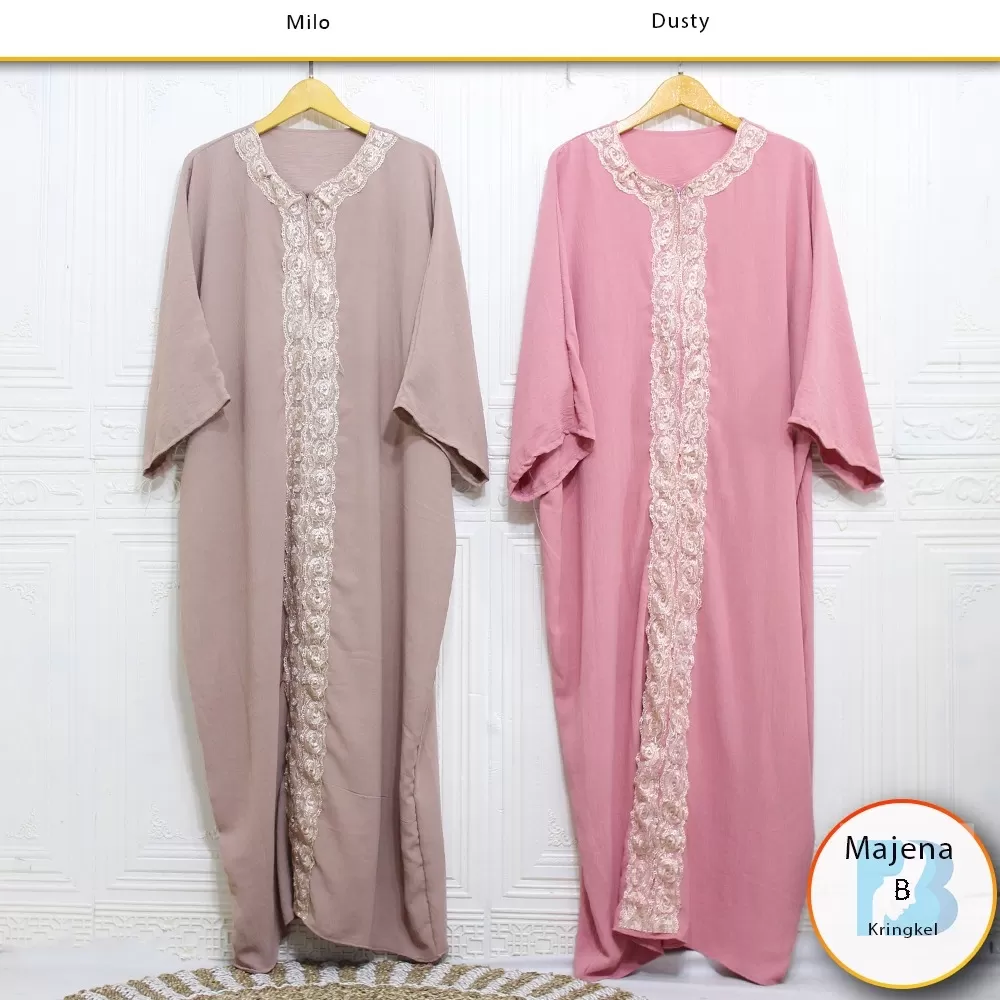 Kaftan Oversize Kringkel Airflow Busui Sleting Variasi Renda Majena