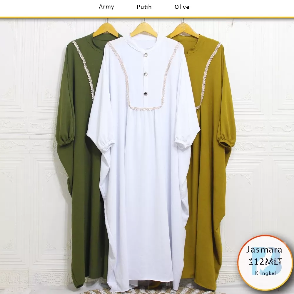 Kaftan Jumbo Kringkel Airflow Variasi Renda Jasmara