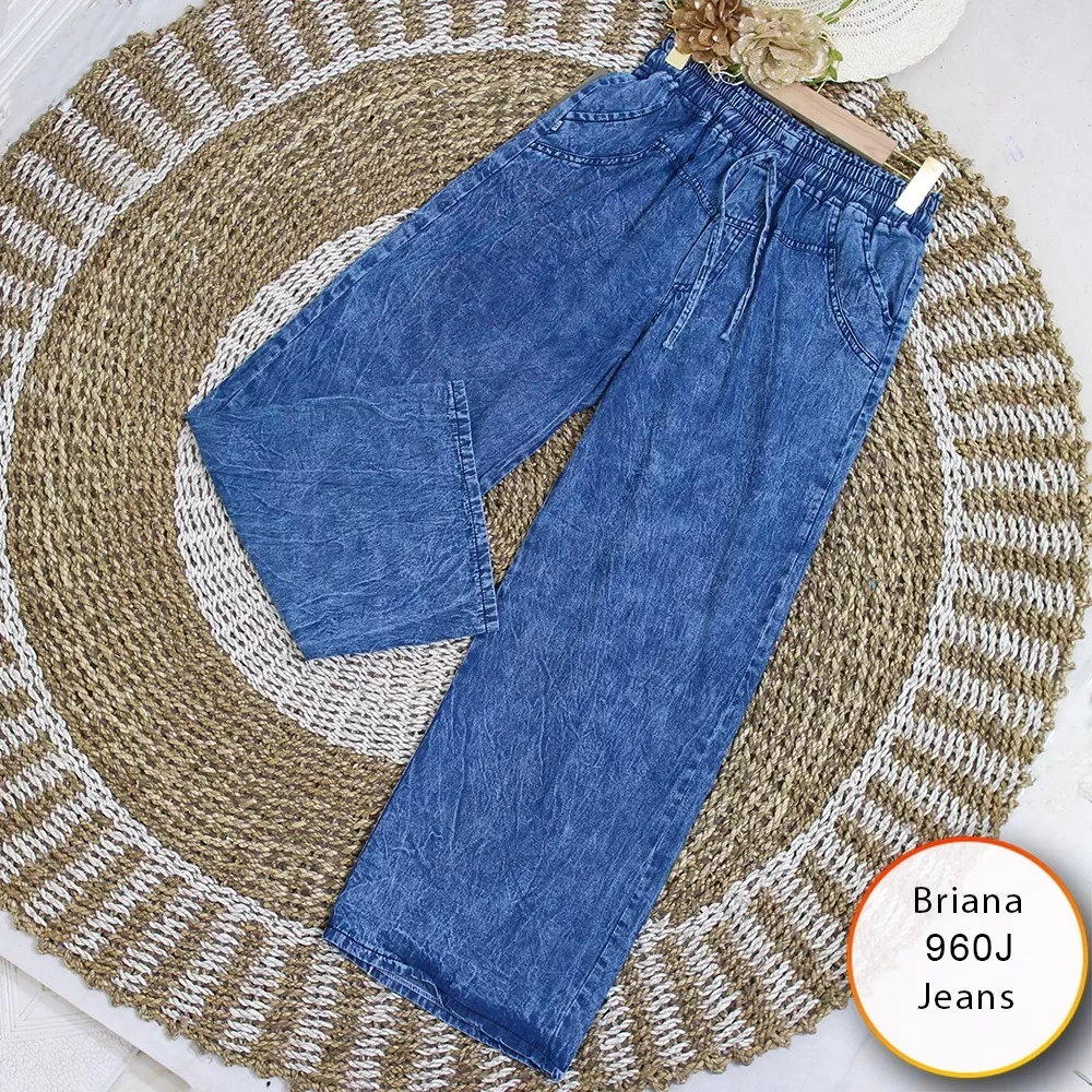 Kulot Jeans Pingang Karet Tali Serut Variasi Saku Briana 960J Jean wash - bajubaru.id, Belanja Online di bajubaru.id saja 