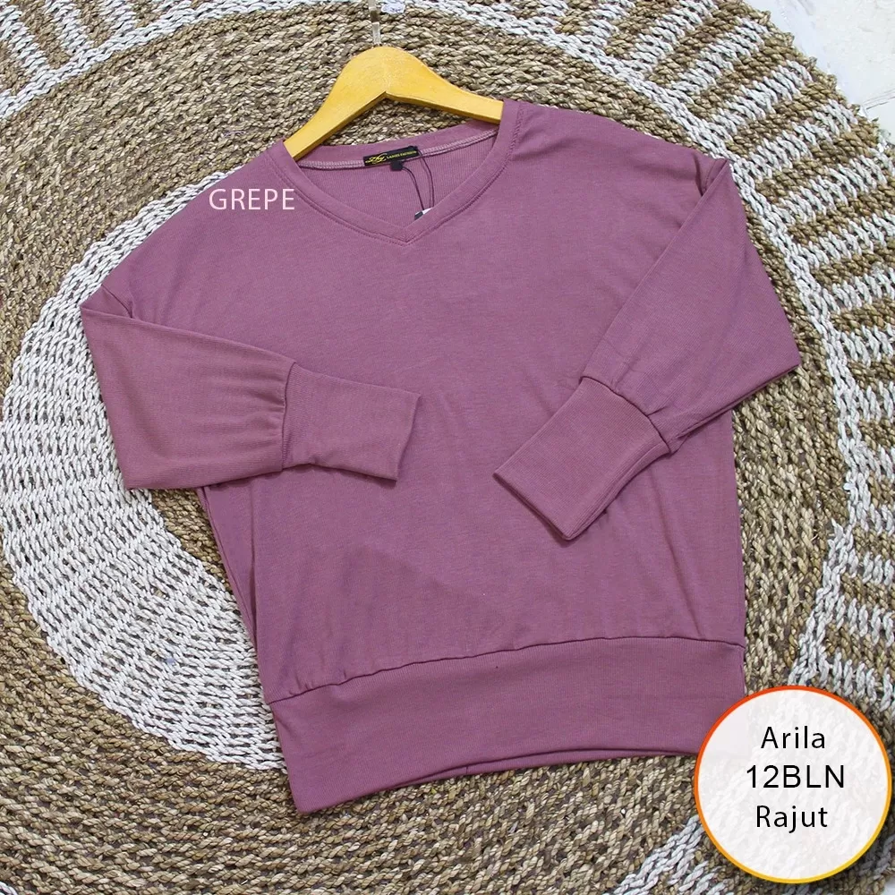 Blouse Wanita Rajut Model Bathwing Leher V Arila