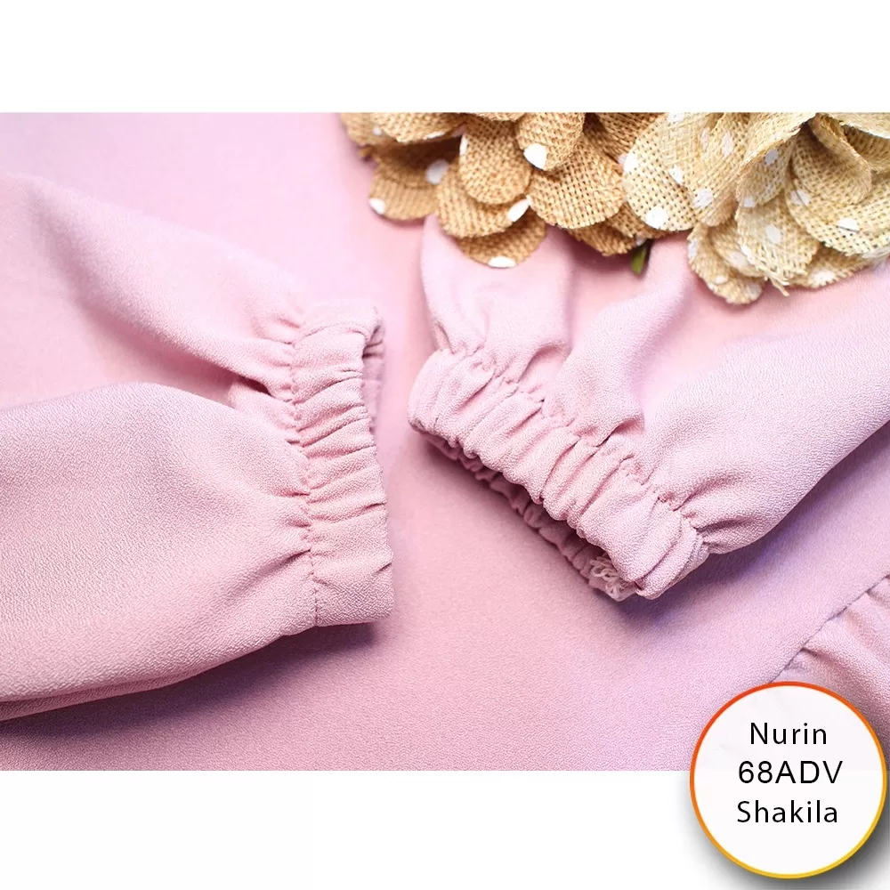 Midi Gamis Shakilla Ruffle Depan Full Kancing Umpak Bawah Keliling Nurin