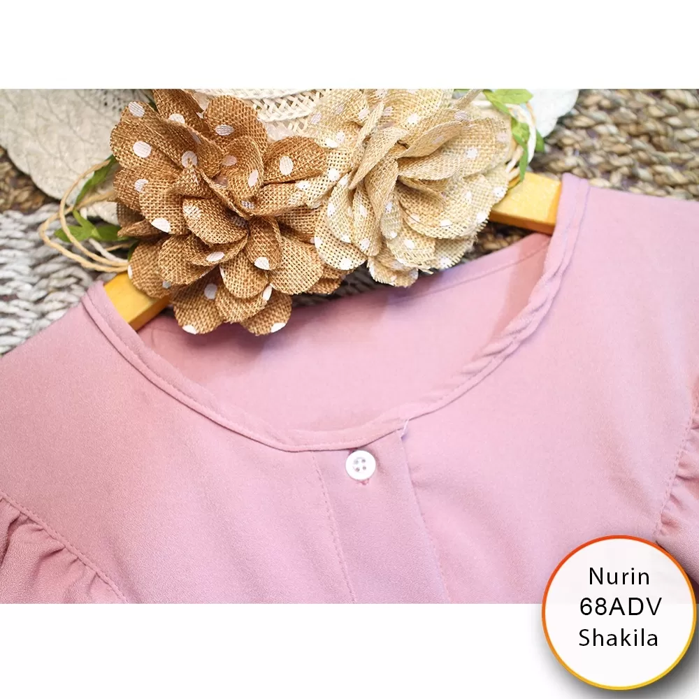 Midi Gamis Shakilla Ruffle Depan Full Kancing Umpak Bawah Keliling Nurin