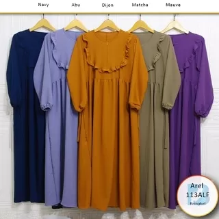 Gamis Kringkel Airflow Busui Sleting Ruffle Arel