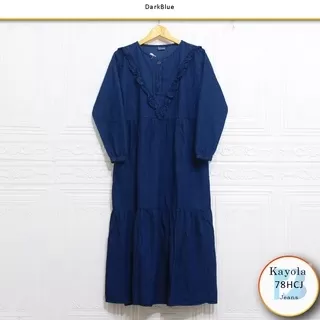 Midi Jeans Busui Kancing Variasi Ruffle Umpak Bawah Keliling Kayola