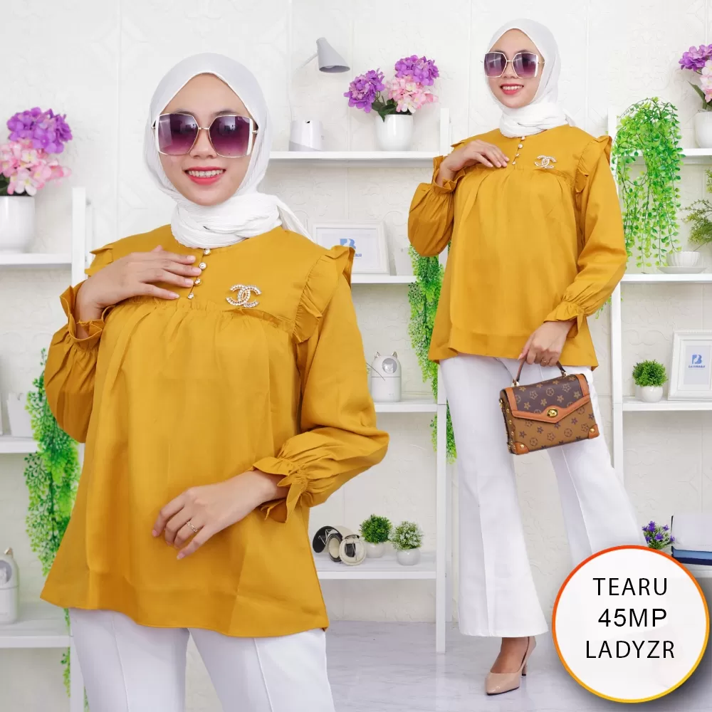 Blouse Wanita Busui Kancing Raffel Depan Lengan Raffel Tearu 45MP Lady ZR - bajubaru.id, Belanja Online di bajubaru.id saja 