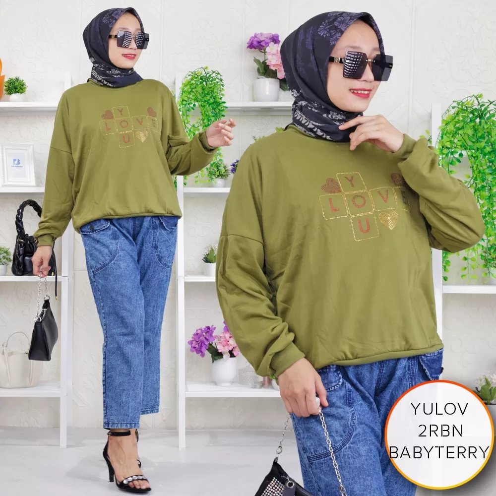 Sweater Wanita Oversize Babyterry Motif Motte Blink Yulov 18/3 2RBN Babyterry - bajubaru.id, Belanja Online di bajubaru.id saja 