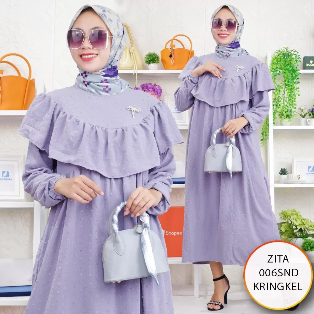 Midi Wanita Ruby Kringkel Variasi Ruffle Zita