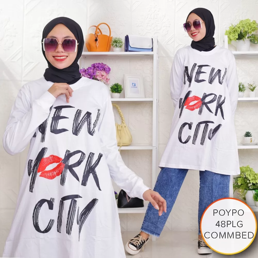 Tunik Kaos Viral Tangan panjang Cotton Combed 20s Premium Poypo