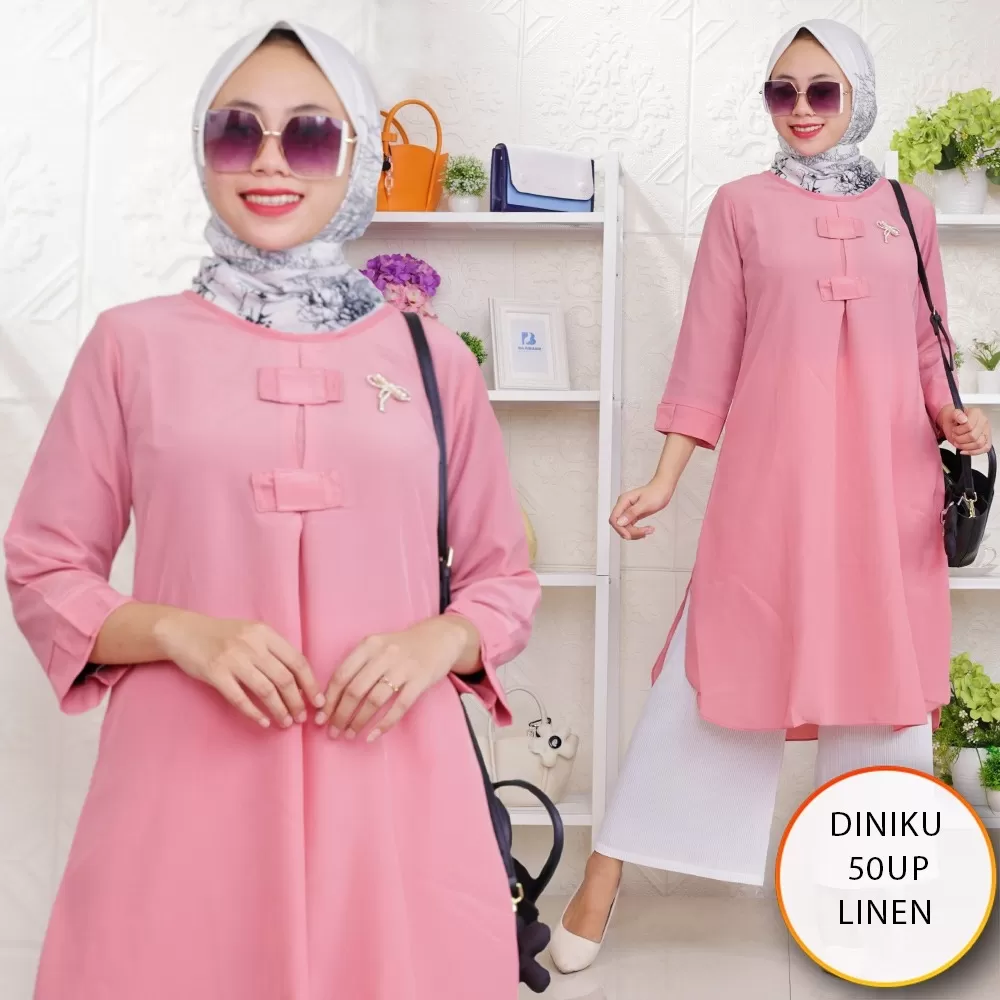 Tunik Wanita Linen Variasi Lipit Depan Diniku