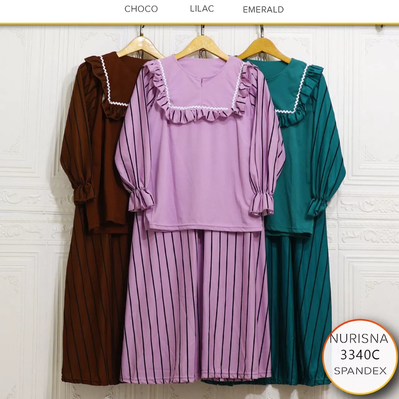 Setelan Rok Tunik Busui Resleting Rimpel Depan Voxy Motif Salur Nurisna 3340c spandex korea - bajubaru.id, Belanja Online di bajubaru.id saja 