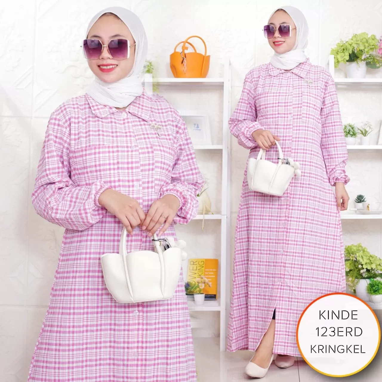 Gamis Kringkel Aira Full Kancing Motif Kotak Saku Depan Kinde 19 4