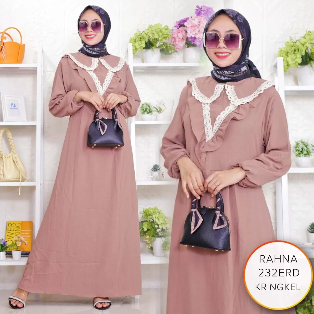 Gamis Kerah Korea Ruffle Renda Busui Sleting Kringkel Airflow Rahna