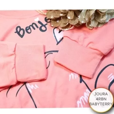 Sweater Crop Wanita Babyterry Motif Sablon Standar Joura