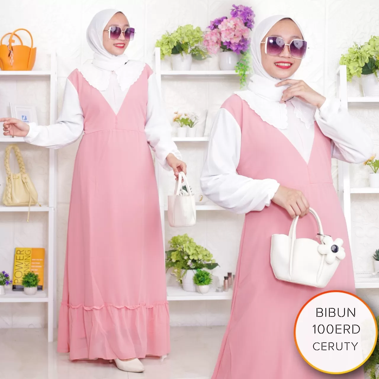 Gamis Ceruty Furing Kerah Korea Busui Sleting Umpak Bawah Keliling Bibun