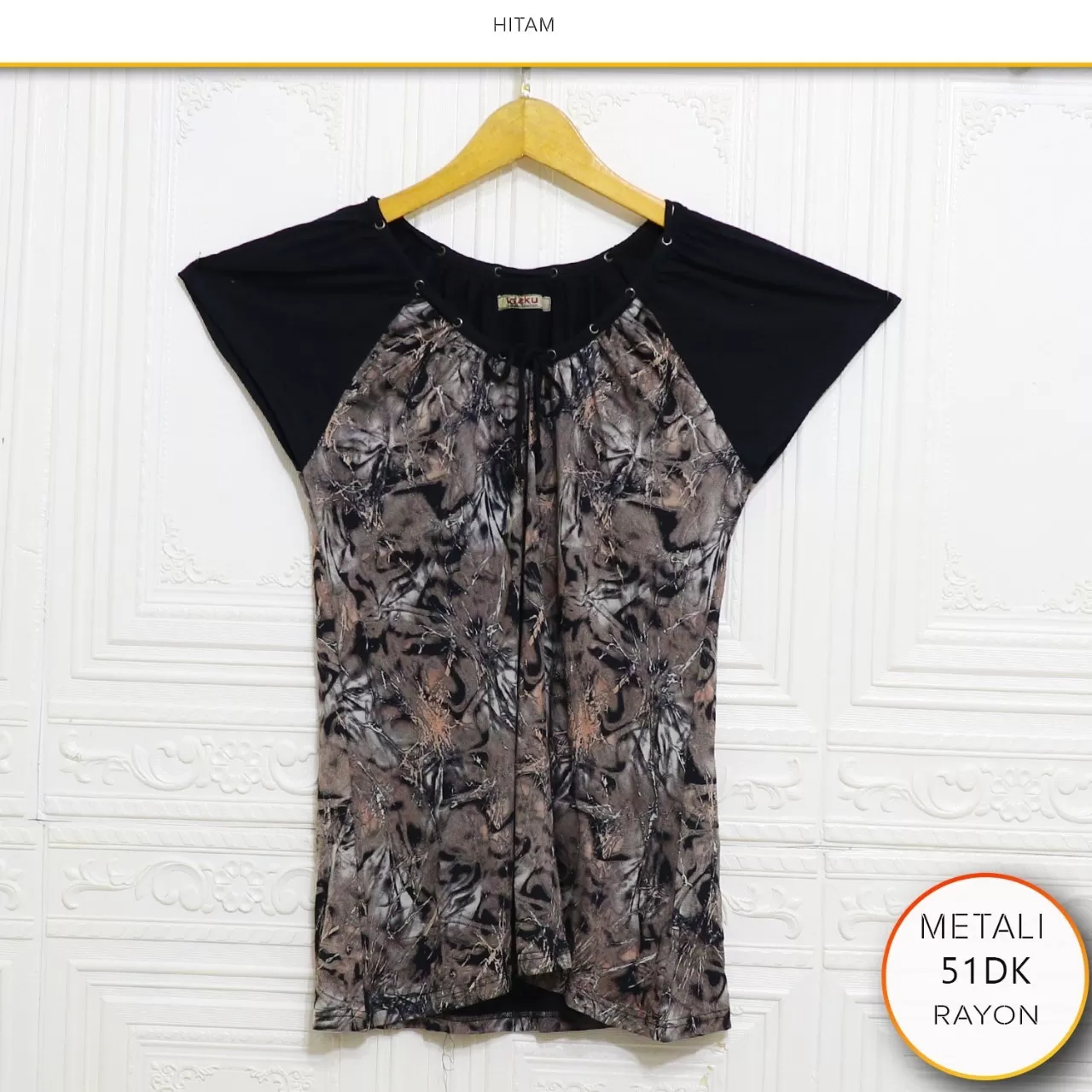 Blouse Rayon Motif Lengan Pendek Kerah Tali Serut Metali 5IDK Rayon - bajubaru.id, Belanja Online di bajubaru.id saja 