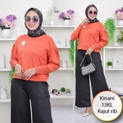 Blouse Crop Rajut Premuim Lengan Balon Kinani