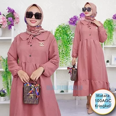 Midi Dress Kringkel Airflow Variasi Tali Pita Busui Kancing Umpak Susun Keliling Matara 100AGC Kringkel Airflow - bajubaru.id, Belanja Online di bajubaru.id saja 