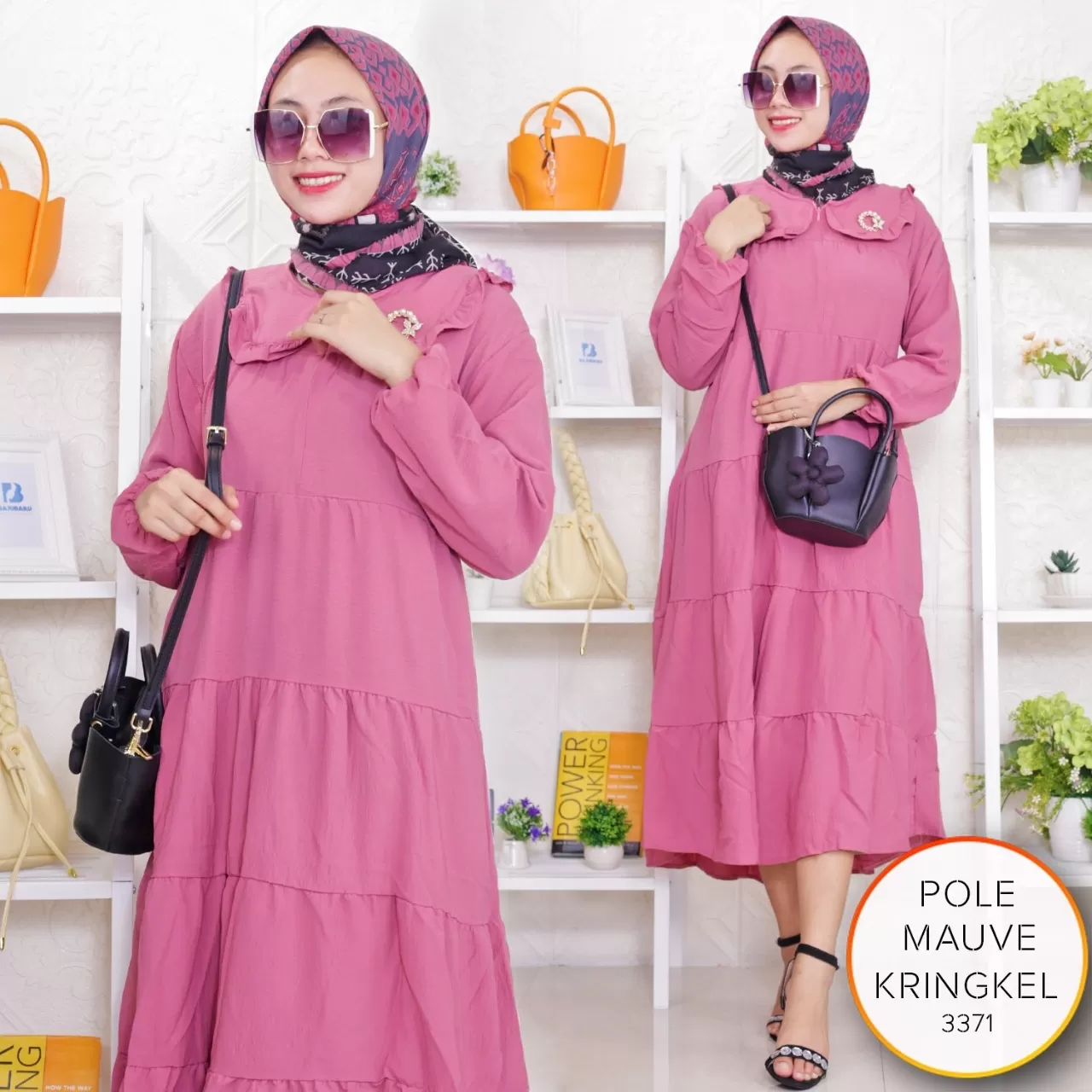 Midi Dress Rayon Kringkel Kerah Korea Busui Resleting Umpak Susun Keliling Pole 3371 Rayon Kringkel - bajubaru.id, Belanja Online di bajubaru.id saja 