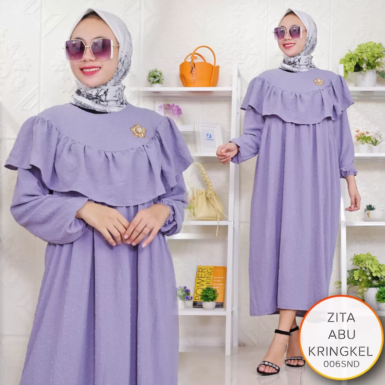 Midi Wanita Ruby Kringkel Variasi Ruffle Zita