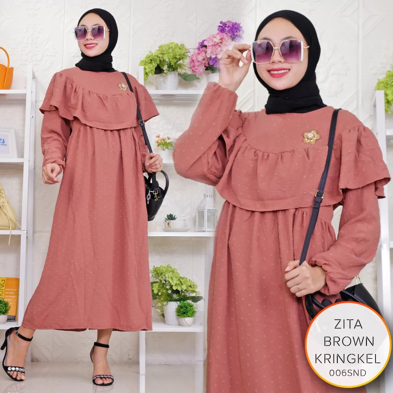 Midi Wanita Ruby Kringkel Variasi Ruffle Zita