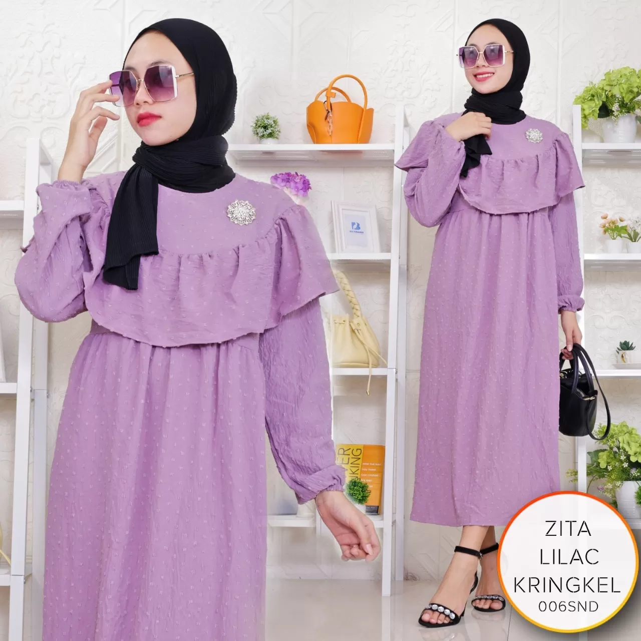 Midi Wanita Ruby Kringkel Variasi Ruffle Zita