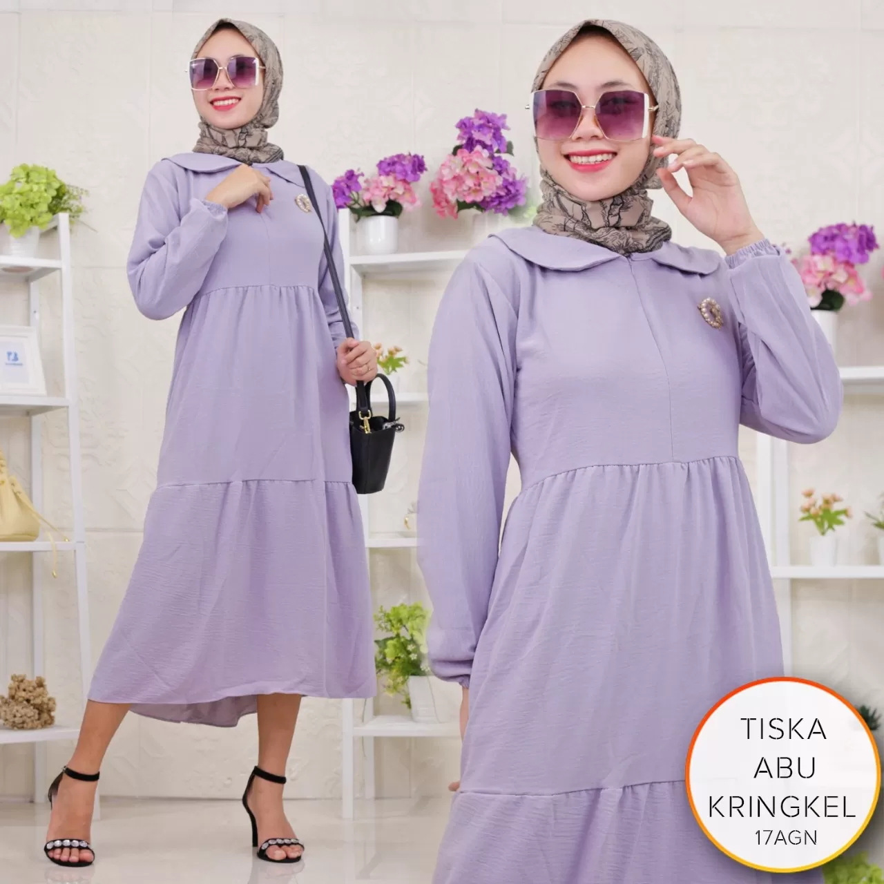 Midi Dress Korea Busui Resleting Kringkle Airflow Tiska