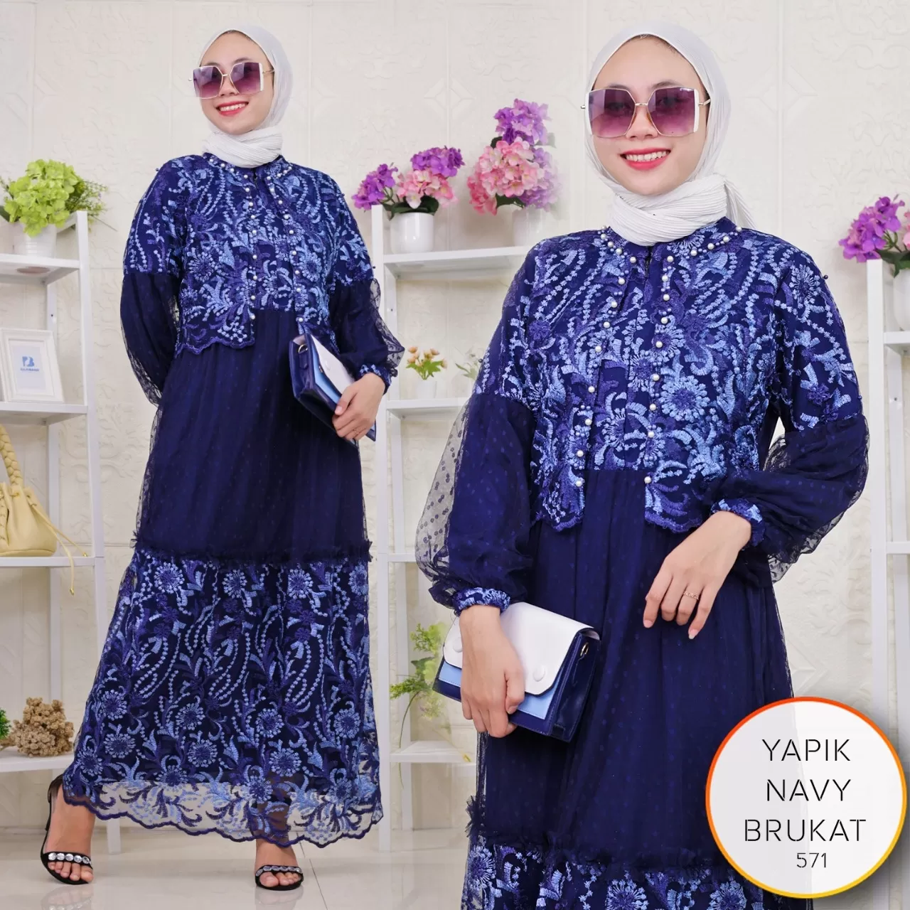 Gamis Pesta Brukat Mutiara Mix Tile Dot Busui Sleting Free Masker Yapik 571 brukat - bajubaru.id, Belanja Online di bajubaru.id saja 