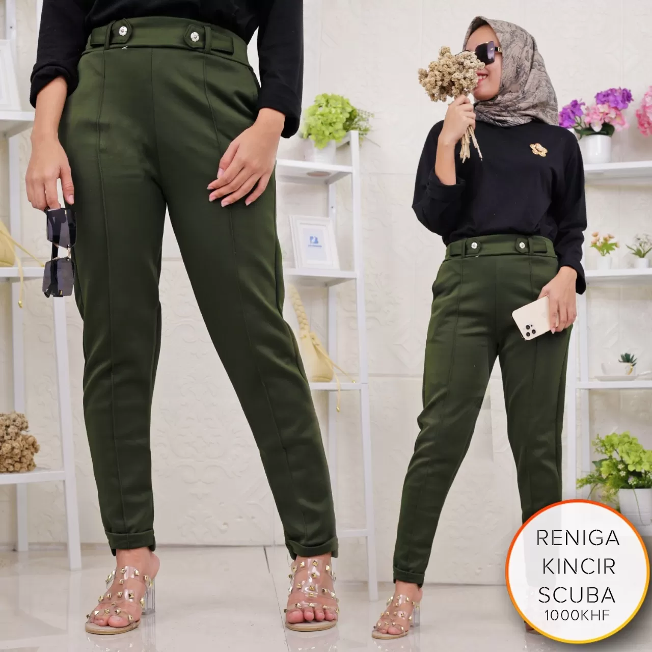 Luna Pants Scuba Garis Tulang Variasi Kancing Reniga 1000KHF Scuba - bajubaru.id, Belanja Online di bajubaru.id saja 