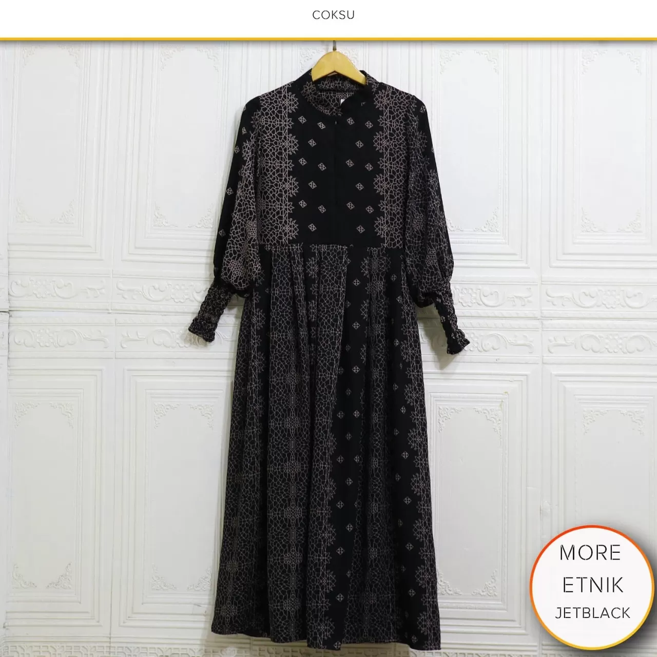 Gamis Mayung Bahan Jetblack TanganSmoke Karet More