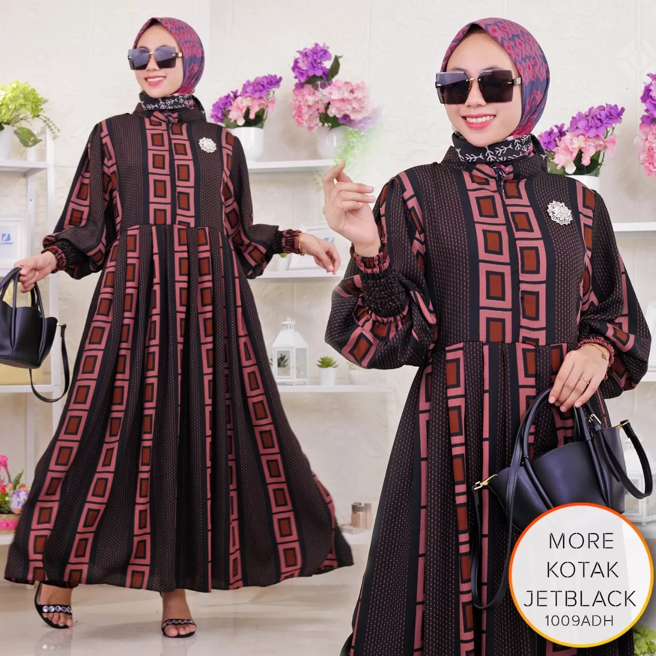 Gamis Mayung Bahan Jetblack TanganSmoke Karet More