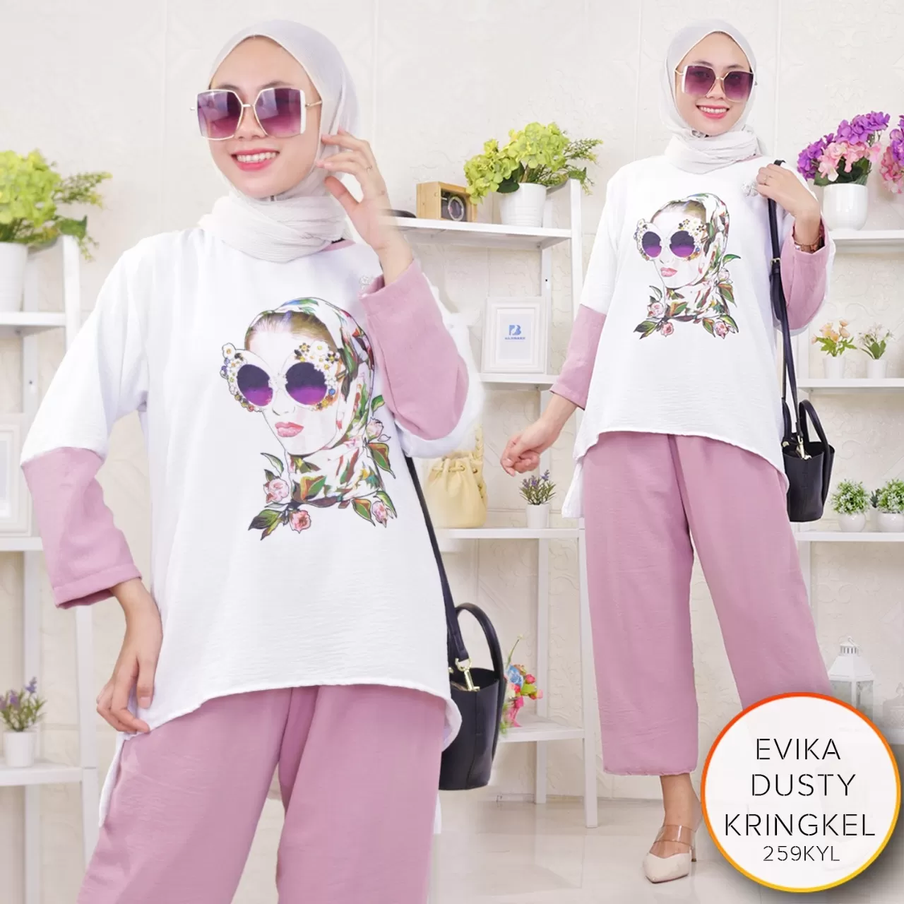 One Set Kaos Viral Kringkel Airflow Motif Sablon Evika 23/2