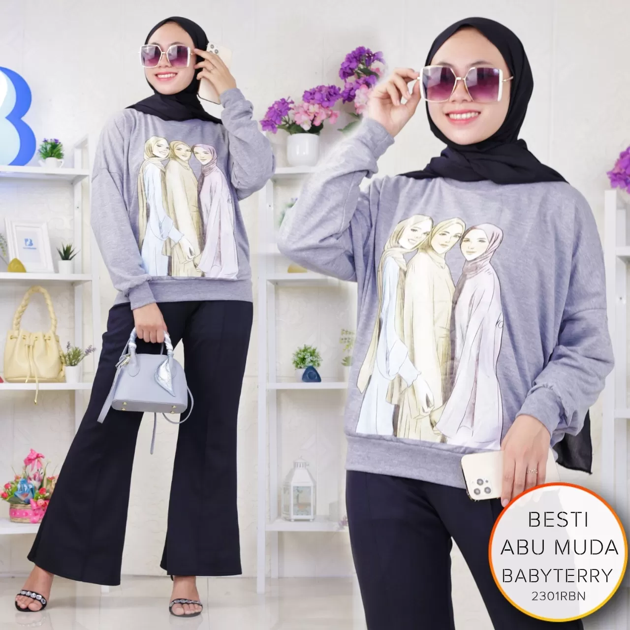 Sweater Viral Babyterry Motif Sablon Tebal Besti 10/3